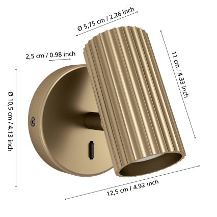 Eglo - Стенно точково осветително тяло 1xGU10/5W/230V златисто