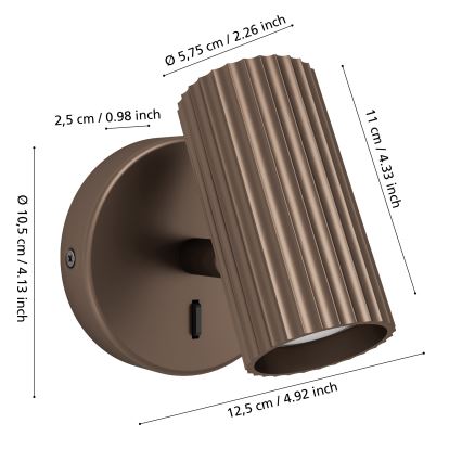Eglo - Стенен насочващ аплик 1xGU10/5W/230V кафяв