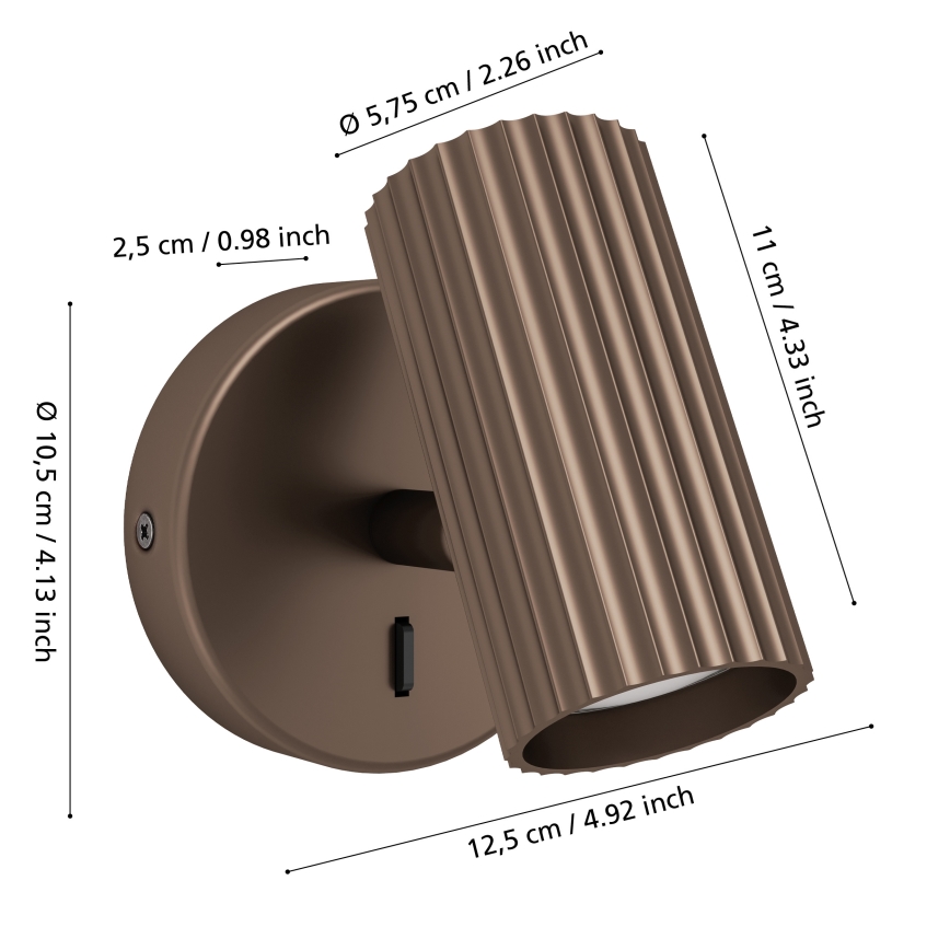 Eglo - Стенен насочващ аплик 1xGU10/5W/230V кафяв