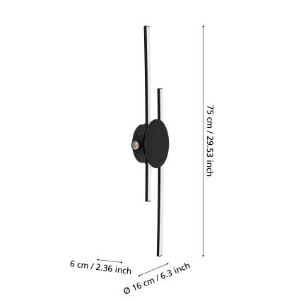 Eglo - LED стенно осветително тяло LED/20W/230V + LED/0,91W черно