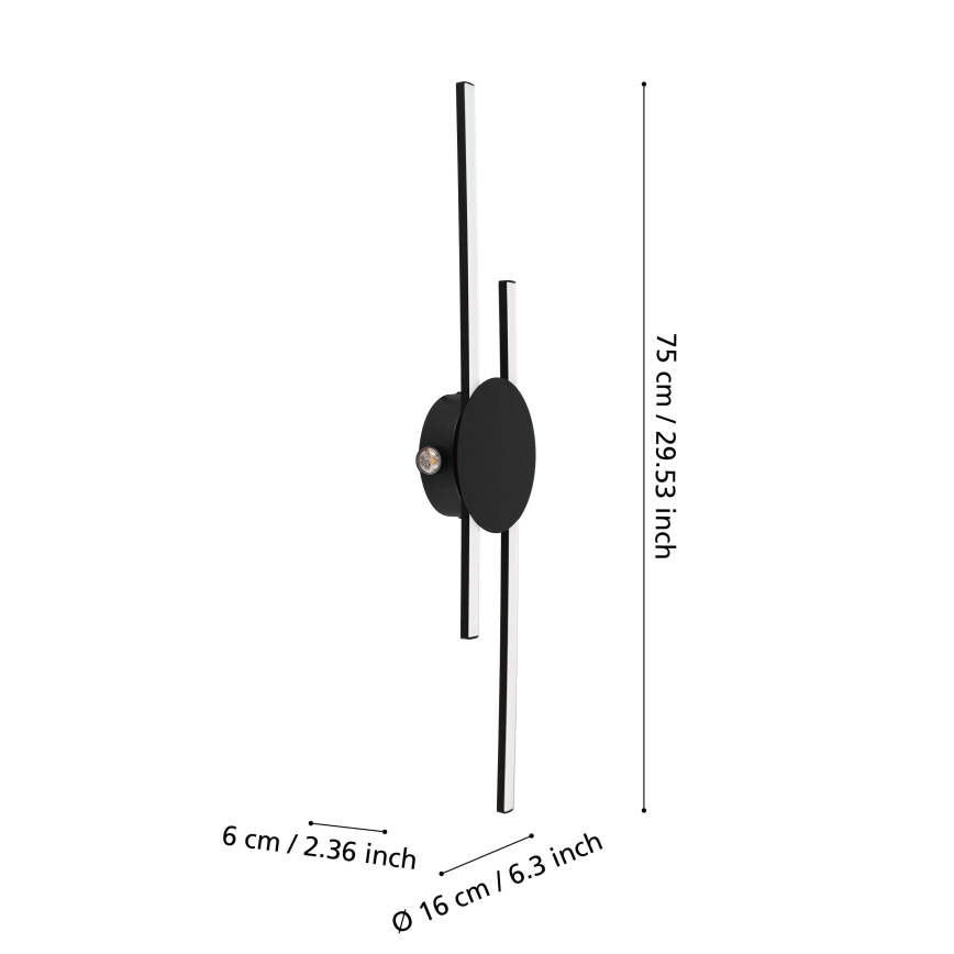 Eglo - LED стенно осветително тяло LED/20W/230V + LED/0,91W черно