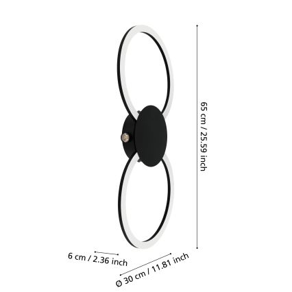 Eglo - LED стенна лампа LED/20W/230V + LED/0,91W черна