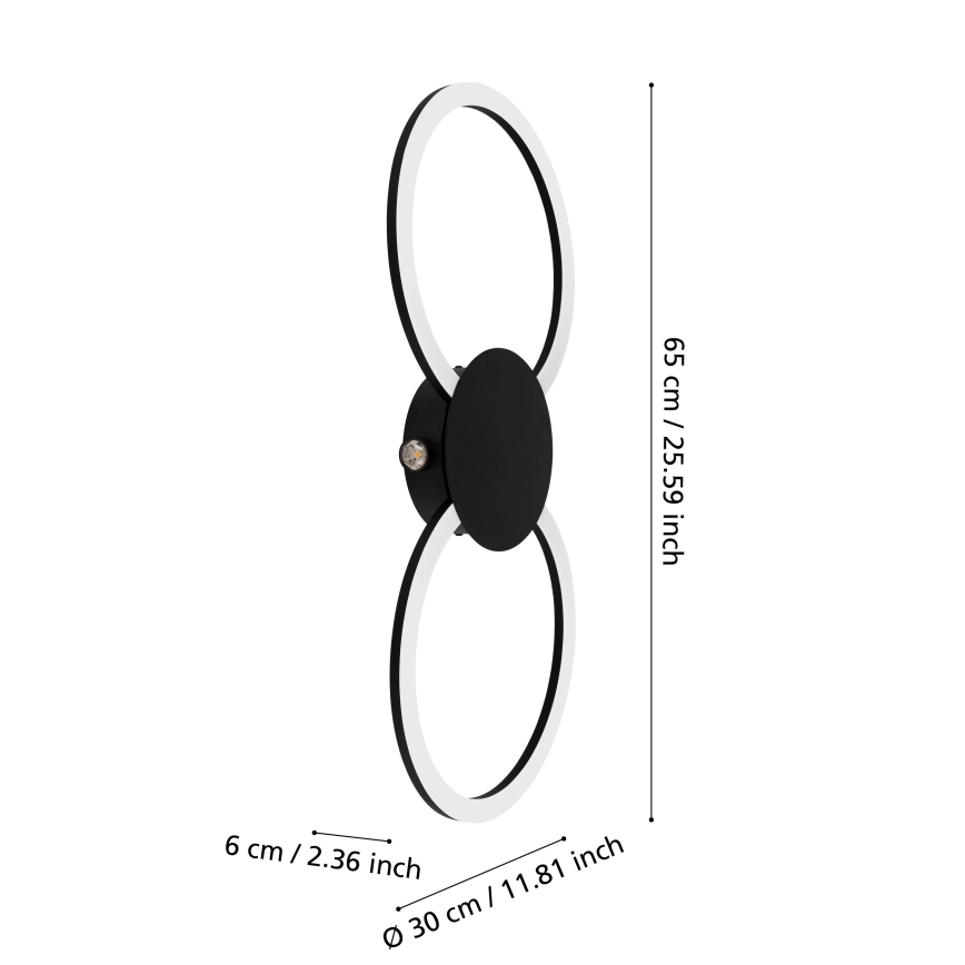 Eglo - LED стенна лампа LED/20W/230V + LED/0,91W черна