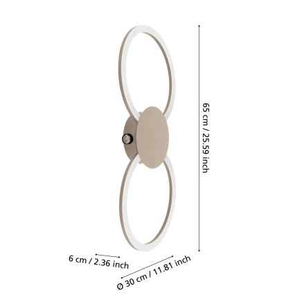 Eglo - LED стенно осветително тяло LED/20W/230V + LED/0,91W бежово
