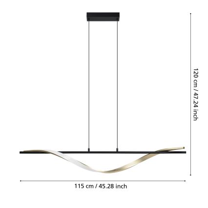 Eglo - LED полилей на кабел LED/20W/230V 2700/4000/6500K черен/златен