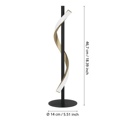 Eglo - LED настолна лампа с регулируема яркост LED/8,8W/230V 2700/4000/6500K черна/златна