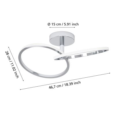 Eglo - LED таванно осветително тяло LED/12W/230V 2700/4000/6500K лъскав хром