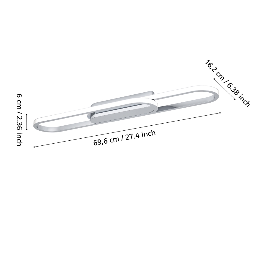 Eglo - LED таванен плафон LED/20W/230V 2700/4000/6500K лъскав хром