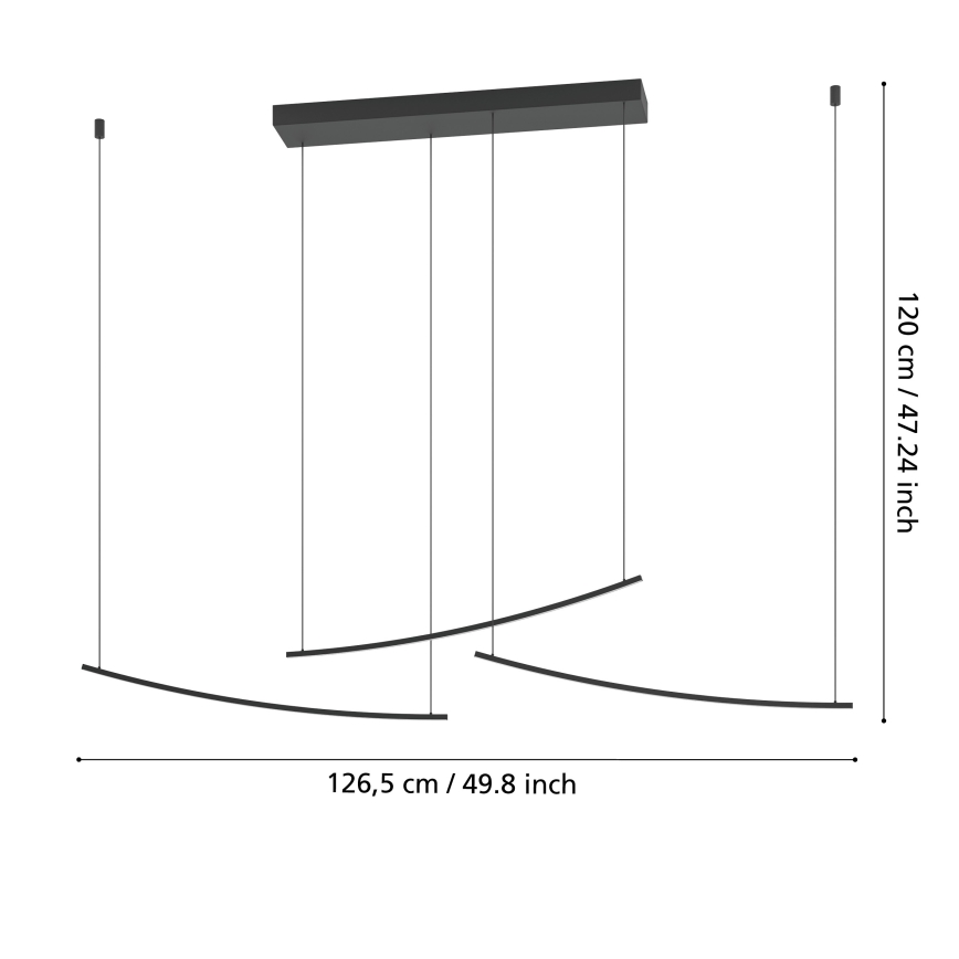 Eglo - LED димируем полилей на кабел LED/22W/230V 2700/4000/6500K черен