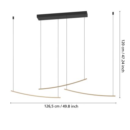 Eglo - димируем LED полилей с кабелно окачване LED/22W/230V 2700/4000/6500K златист