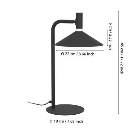 Eglo - LED RGBW димируема настолна лампа LED/7,5W/230V 2700-6500K черна