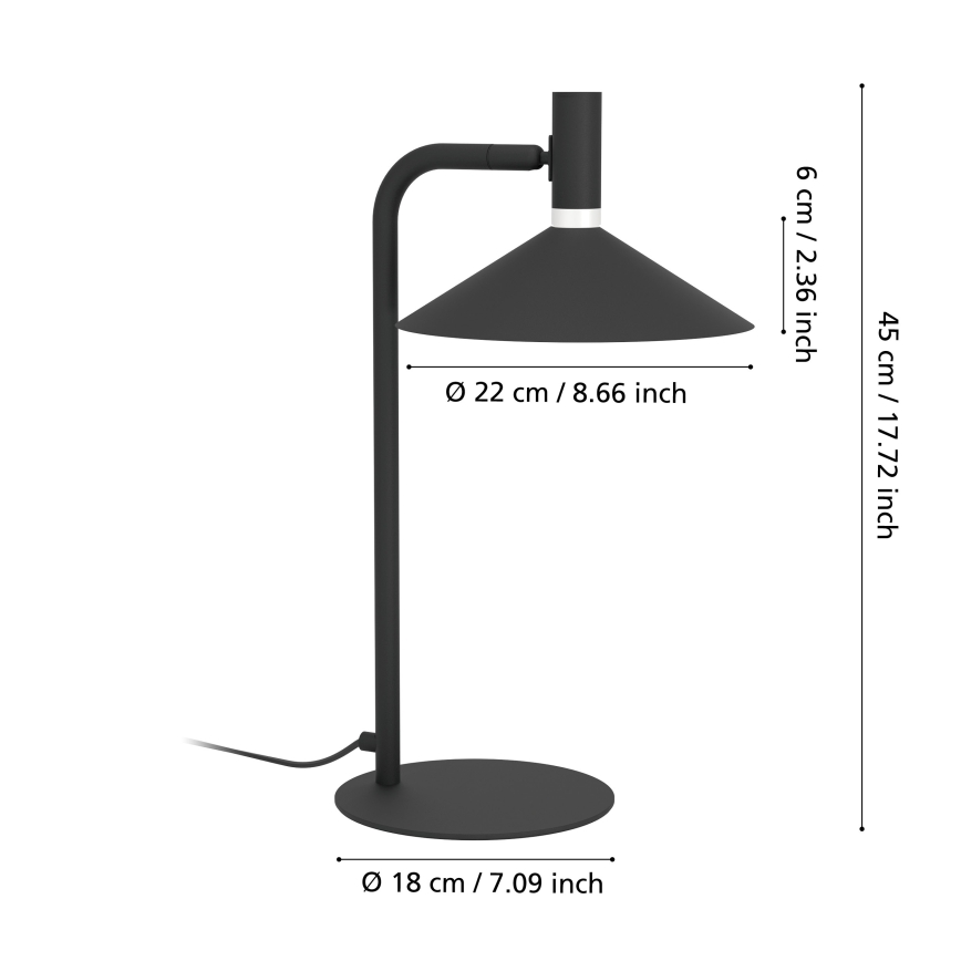 Eglo - LED RGBW димируема настолна лампа LED/7,5W/230V 2700-6500K черна