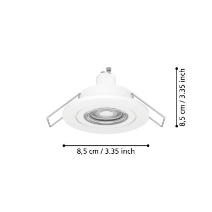 Eglo - LED вградено точково осветително тяло за баня, 1xGU10/4,5W/230V, IP44, бяло
