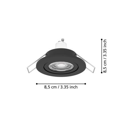 Eglo - LED вградено точково осветително тяло за баня 1xGU10/4,5W/230V IP44 черно