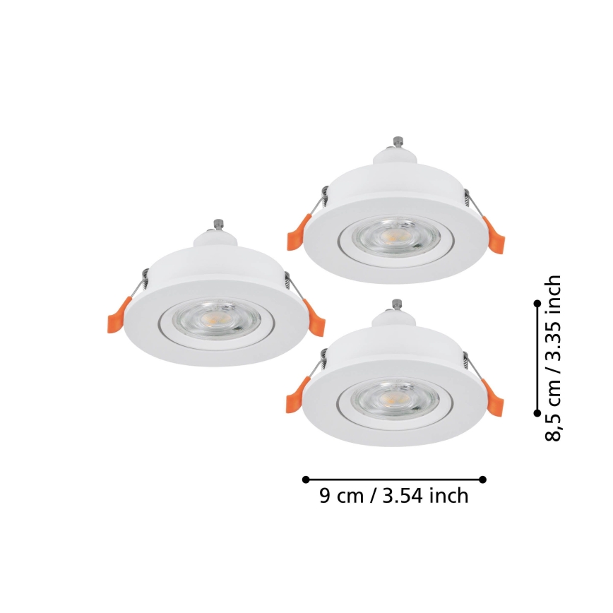 Eglo - КОМПЛЕКТ 3x LED вградени точкови осветителни тела 1xGU10/4,5W/230V бяло