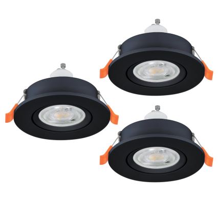 Eglo - Комплект от 3 вградени LED точкови осветителни тела 1xGU10/4,5W/230V черно