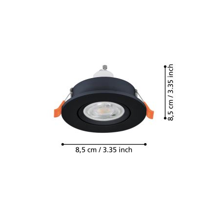Eglo - LED вградено точково осветително тяло за баня 1xGU10/4,5W/230V IP44 черно