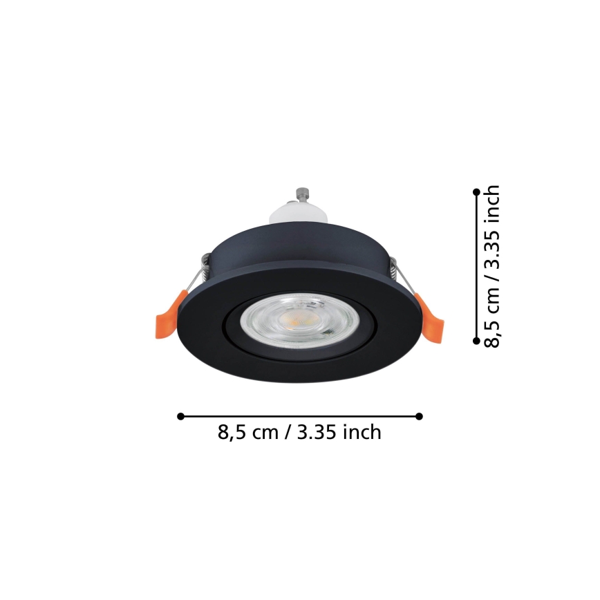 Eglo - LED вградено точково осветително тяло за баня 1xGU10/4,5W/230V IP44 черно