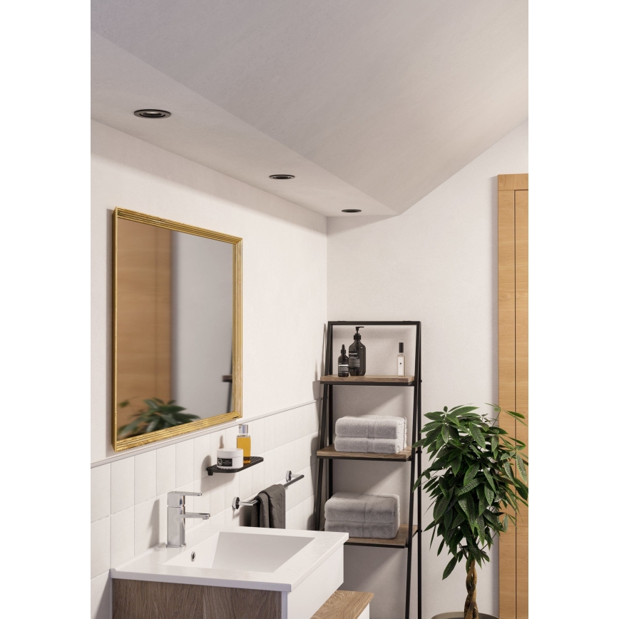 Eglo - Комплект от 3 вградени точкови LED осветителни тела за баня 1xGU10/4,5W/230V IP44 черно