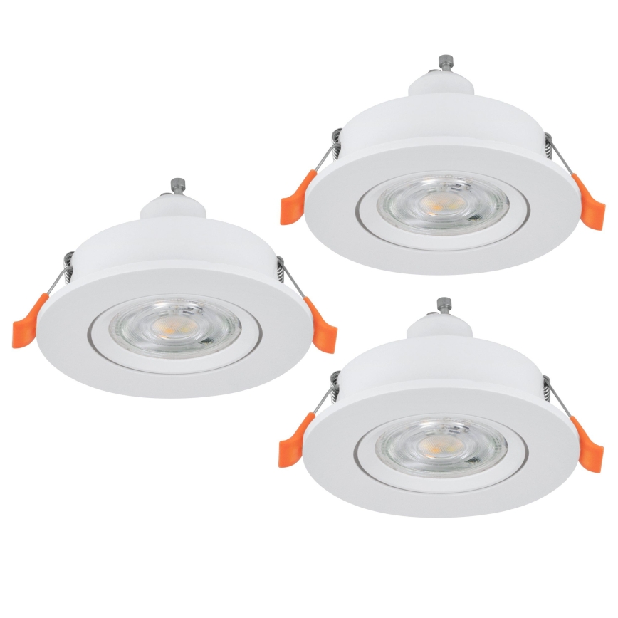 Eglo - КОМПЛЕКТ 3x LED вградени точкови осветителни тела 1xGU10/4,5W/230V бели