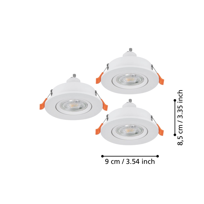 Eglo - КОМПЛЕКТ 3x LED вградени точкови осветителни тела 1xGU10/4,5W/230V бели