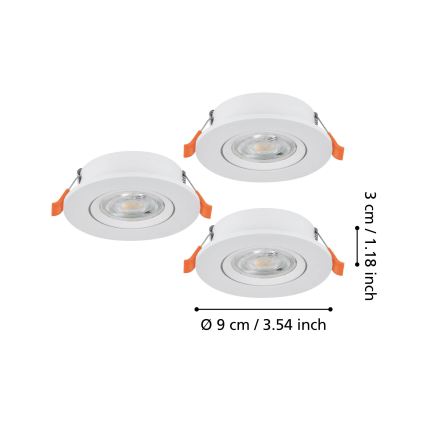 Eglo - Комплект от 3 LED вградени точкови осветителни тела LED/4,8W/230V 2700/4000/6500K бели