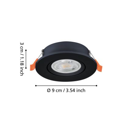 Eglo - вградено LED точково осветително тяло LED/4,8W/230V 2700/4000/6500K черно