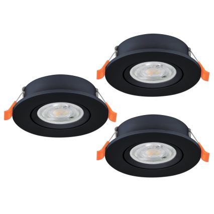 Eglo - КОМПЛЕКТ 3x LED вградени точкови осветителни тела LED/4,8W/230V 2700/4000/6500K черен