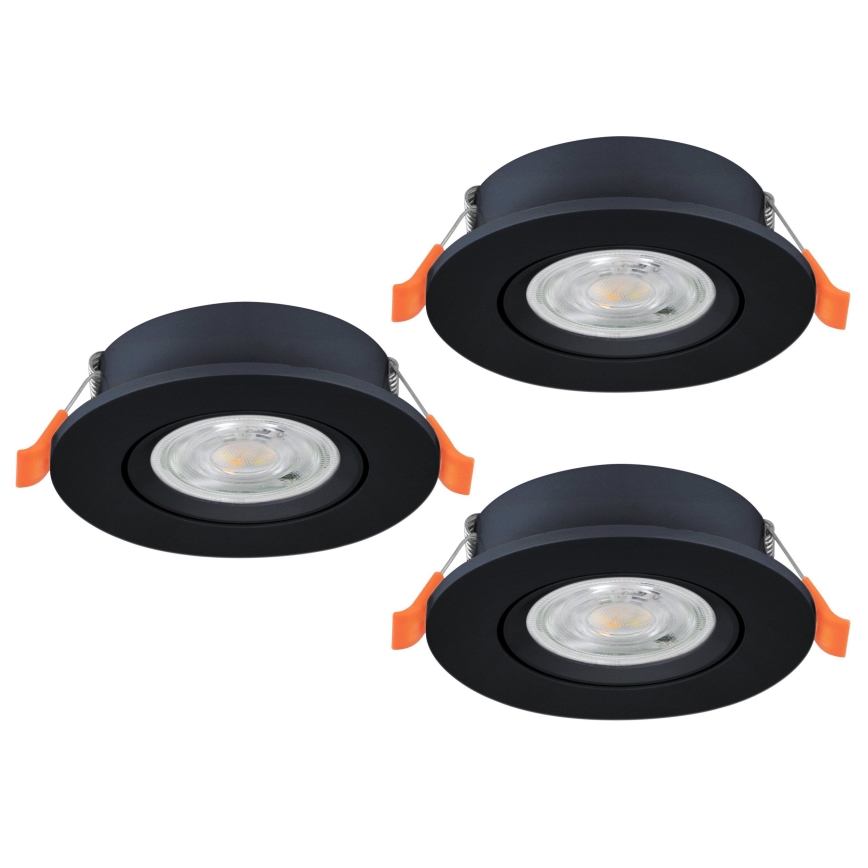 Eglo - КОМПЛЕКТ 3x LED вградени точкови осветителни тела LED/4,8W/230V 2700/4000/6500K черен