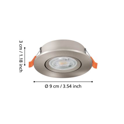 Eglo - Вградено LED точково осветително тяло LED/4,8W/230V 2700/4000/6500K матов хром