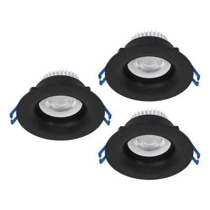 Eglo - Комплект от 3 вградени LED осветителни тела за баня LED/4,9W/230V 2700/4000/6500K Ø 8,8 см IP65 черни