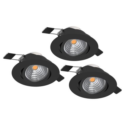 Eglo - комплект от 3 димируеми вградени LED осветителни тела LED/6,4W/230V Ø 8,8 см, черни