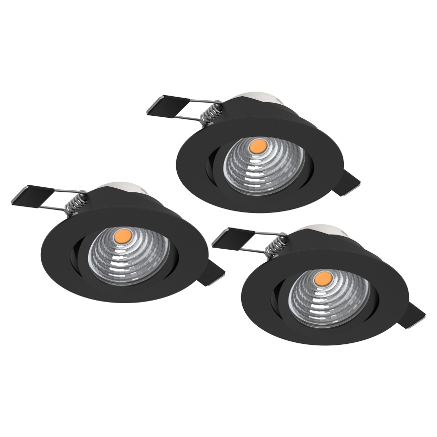 Eglo - комплект от 3 димируеми вградени LED осветителни тела LED/6,4W/230V Ø 8,8 см, черни