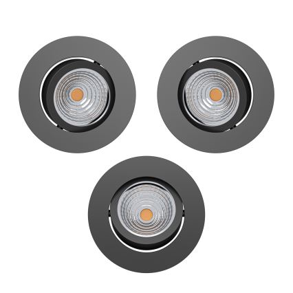 Eglo - комплект от 3 димируеми вградени LED осветителни тела LED/6,4W/230V Ø 8,8 см, черни
