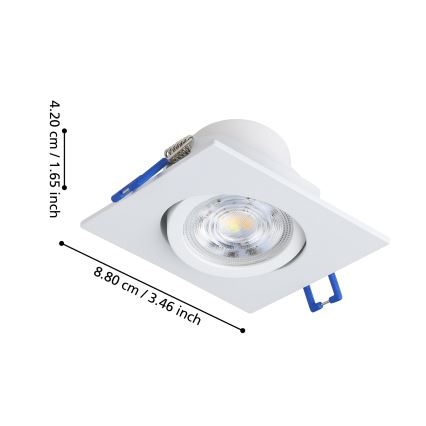 Eglo - Комплект от 3 димируеми вградени LED осветителни тела LED/4,8W/230V 8,8x8,8 cm бели