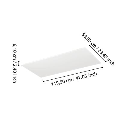 Eglo - Димируем LED панел за повърхностен монтаж LED/35,5W/230V 2700-6500K 120x60 cm бял + дистанционно управление