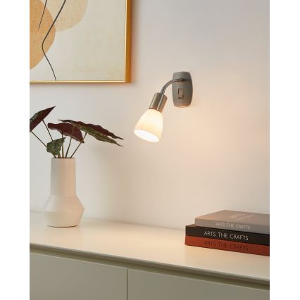 Eglo - Настенна лампа за контакт 1xE14/5W/230V матов хром