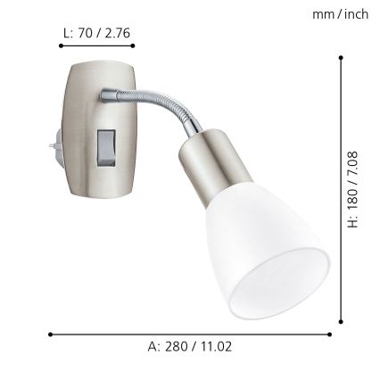 Eglo - Настенна лампа за контакт 1xE14/5W/230V матов хром