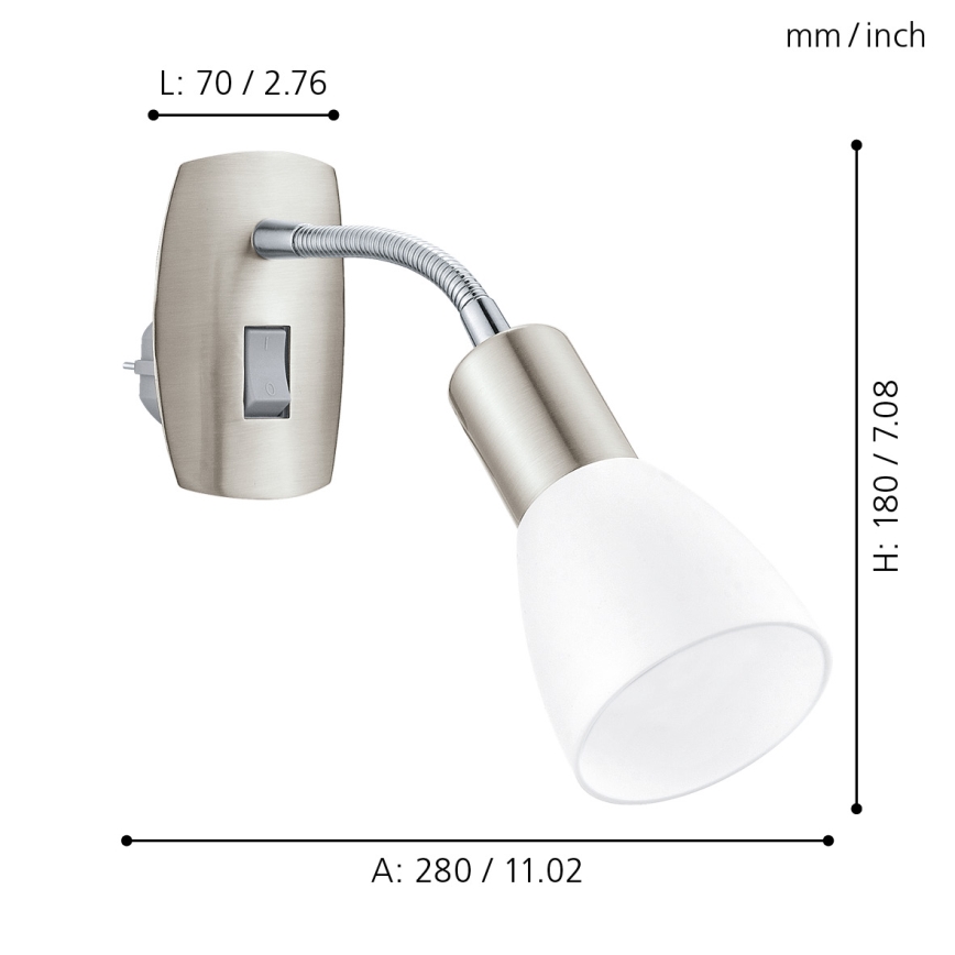 Eglo - Настенна лампа за контакт 1xE14/5W/230V матов хром