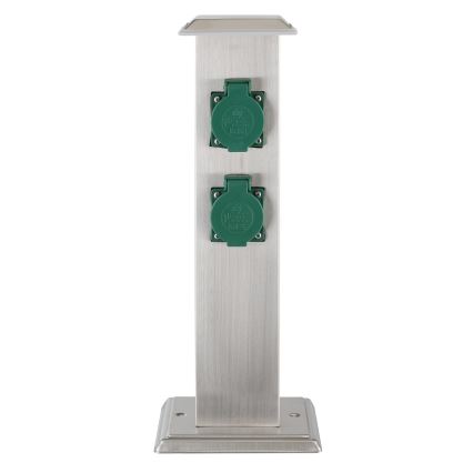 EGLO - Екстериорен стълб с контакти зелен SCHUKO IP44