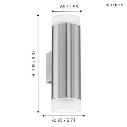 Eglo - Екстериорна Стенна лампа-LED GU10/2,5W/230V IP44