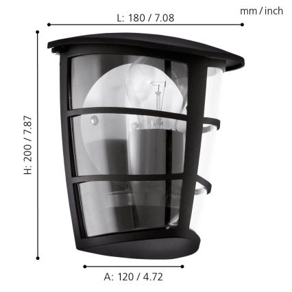 Eglo - Екстериорен аплик 1xE27/60W/230V IP44