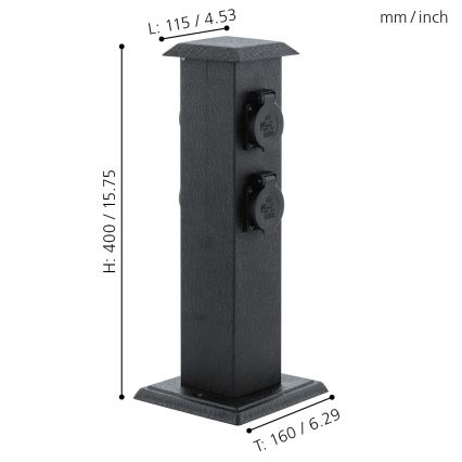 EGLO - Екстериорен градина колона с букси SCHUKO IP44