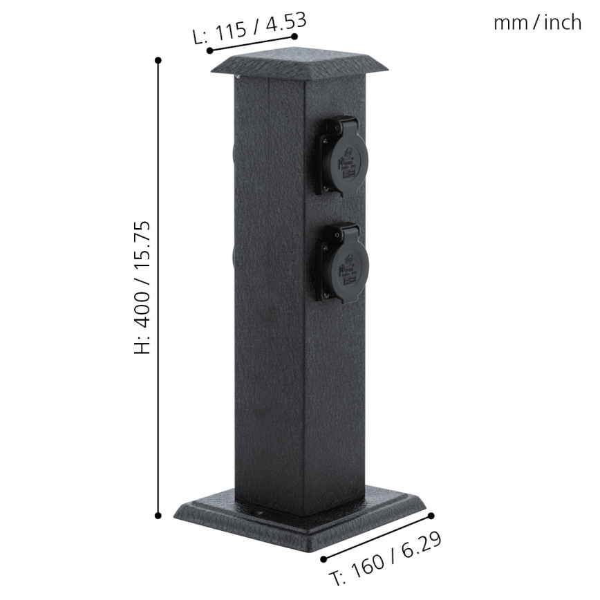 EGLO - Екстериорен градина колона с букси SCHUKO IP44