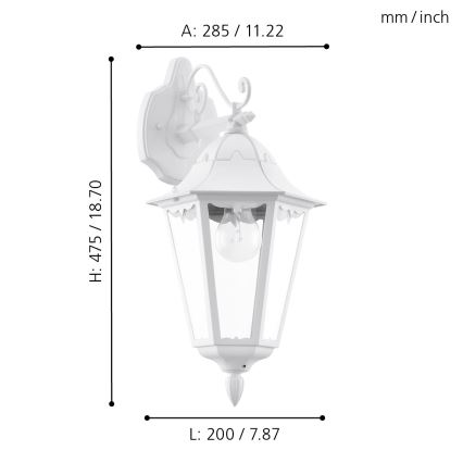 Eglo - Екстериорна Стенна лампа 1xE27/60W/230V IP44