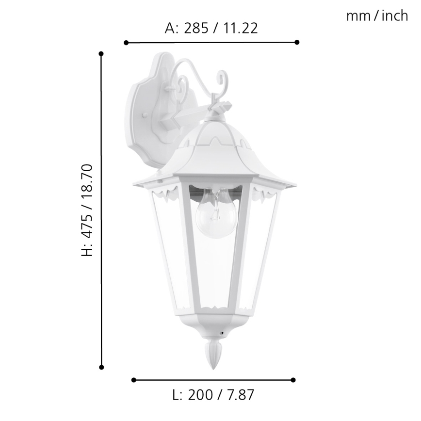 Eglo - Екстериорна Стенна лампа 1xE27/60W/230V IP44