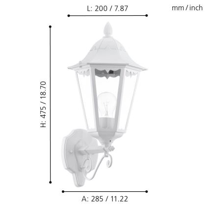 Eglo - Екстериорна Стенна лампа 1xE27/60W/230V IP44