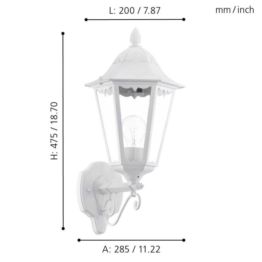 Eglo - Екстериорна Стенна лампа 1xE27/60W/230V IP44
