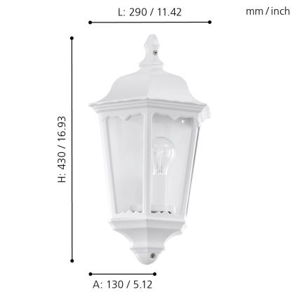 Eglo 93448 - Екстериорна Стенна лампа NAVEDO 1xE27/60W/230V IP44