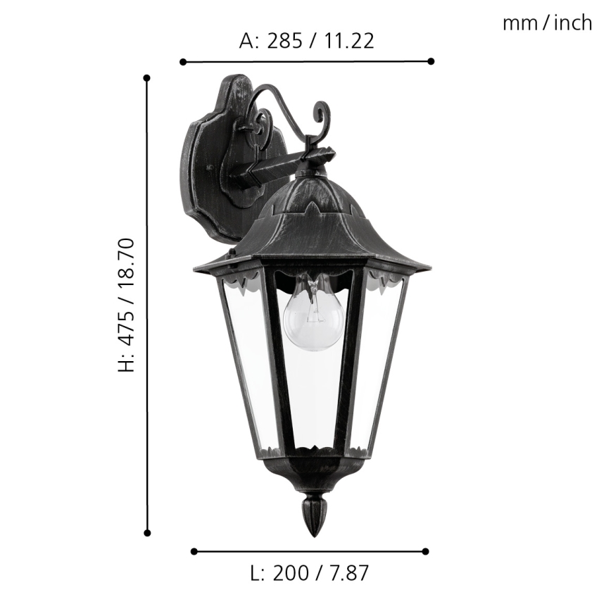 Eglo - Екстериорна Стенна лампа 1xE27/60W/230V IP44